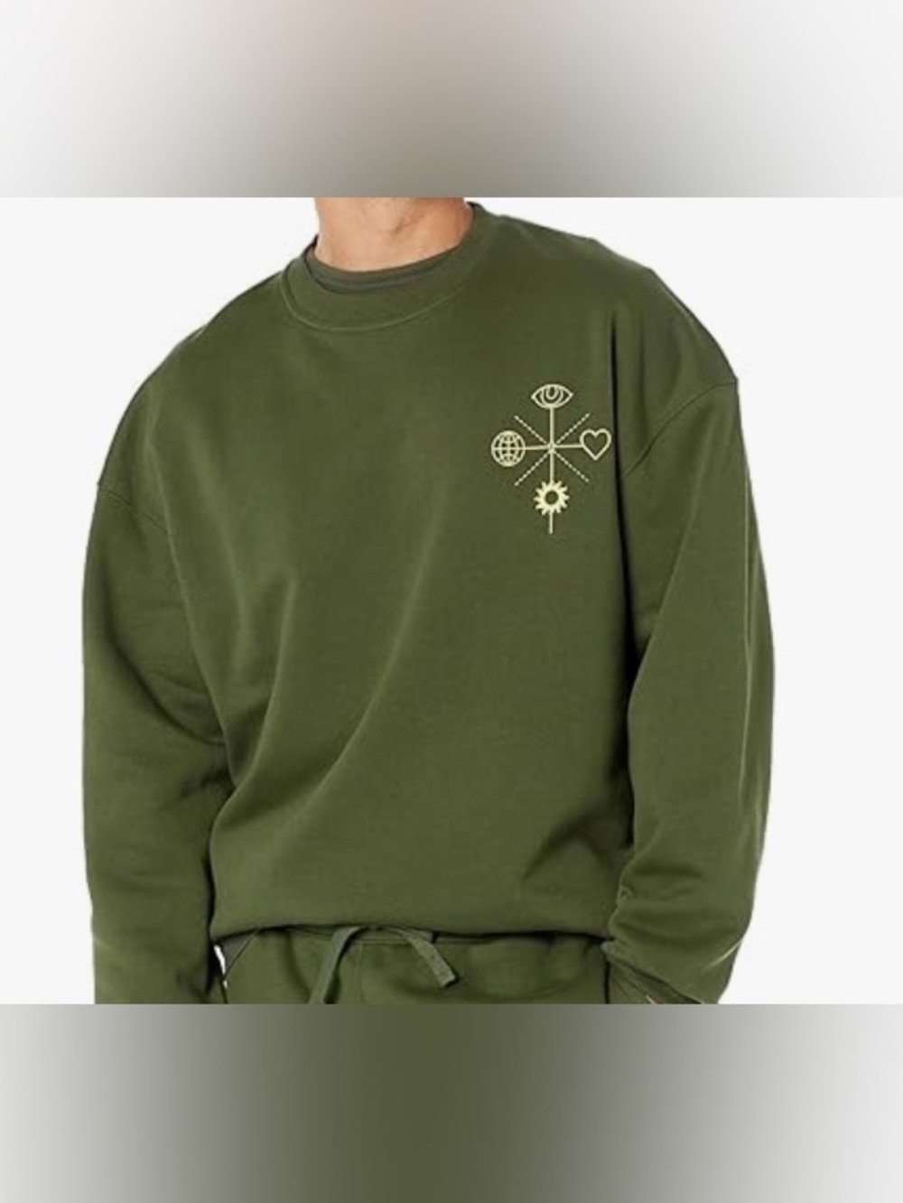 Amazon Essentials Men’s Green Crew Neck Sweatshirt Oversized Fit Size Small NWT